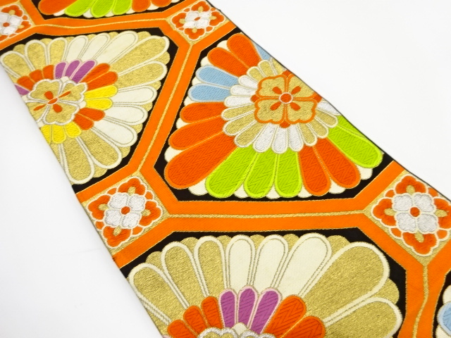 JAPANESE KIMONO / ANTIQUE FUKURO OBI / SILK / WOVEN SHOKKOMON PATTERN
